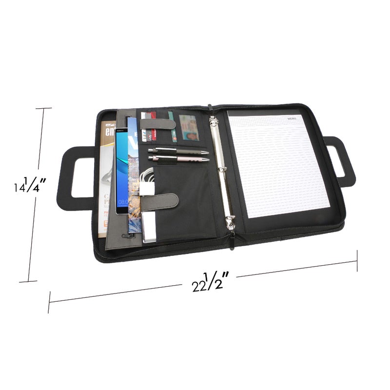 NuVision Zippered Padfolio 3 Ring Binder, Notebook for Work, Business Planner and Organizers, Padfolio with Handle, 8 Â½ x 11â€ Writing Pad, PU Leather Folder, Professional Business Documents Portfolio - Image 5